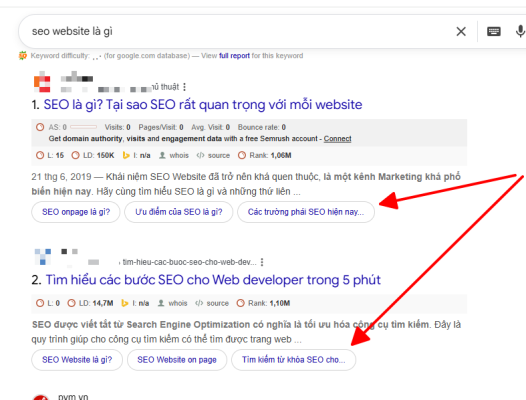 Organic Sitelink dạng 1 dòng (Inline Sitelinks)