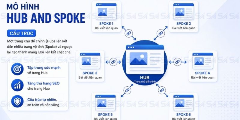 mô hình backlink hub và spoke